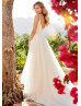 Beaded Spaghetti Straps Ivory Lace Tulle Wedding Dress